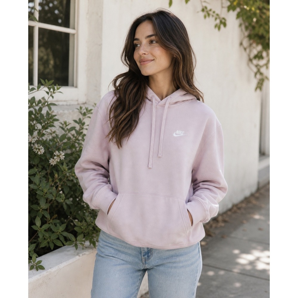Nike‎ Sportswear Fleece Pullover Hoodie Pink Lavender Embroidered  Mens Medium